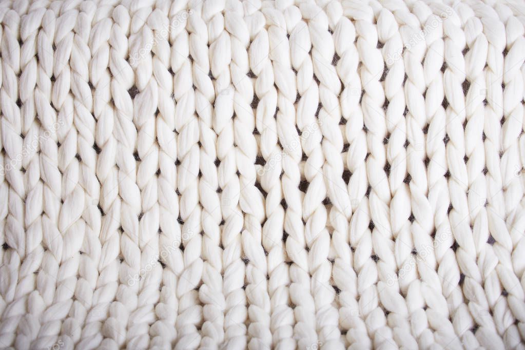 white plaid big knit. texture pigtail knitted blanket