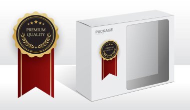 Premium kalite beyaz paketi kutusunda yazılım ve donanım, illüstrasyon vektör