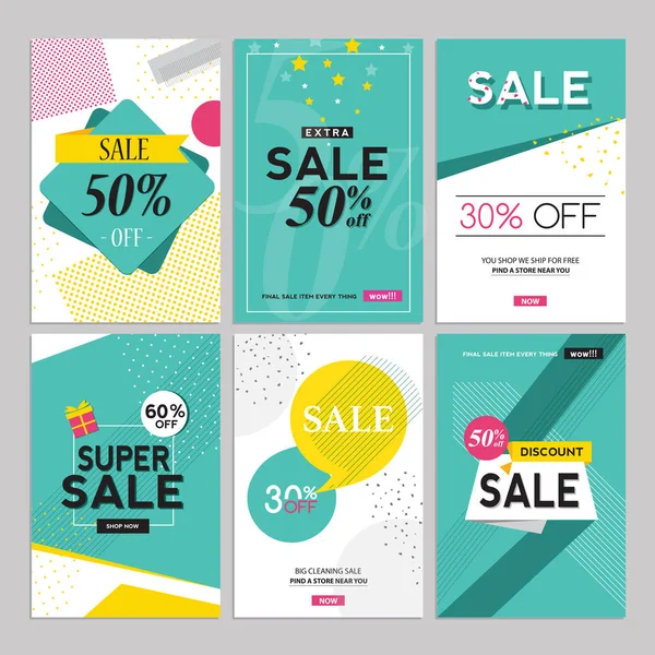 Sjabloon Collectie Sociale Media Verkoop Banners Vectorillustraties Voor Website Mobiele — Stockvector