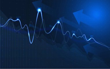 Borsa yatırım ticareti, Bullish puanı, Bearish puanı üzerine finansal borsa grafiği. İş fikri ve tüm sanat eserleri tasarımı için grafik trend. vektör illüstrasyonu.