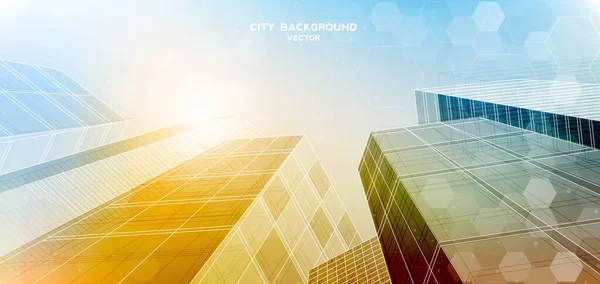 Città Sfondo Architettonico Con Disegni Moderno Uso Web Rivista Poster — Vettoriale Stock