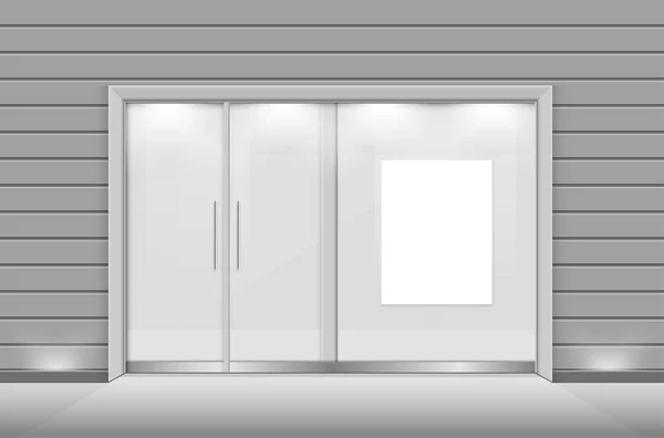 Podwójne Przesuwne Szklane Drzwi Automatycznym Czujnikiem Ruchu Konstrukcja Wektora — Wektor stockowy