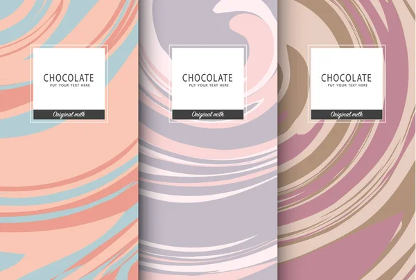 Conjunto Embalaje Barra Chocolate Plantilla Marca Productos Lujo Moda Con — Vector de stock