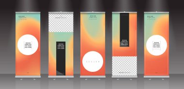 Boş promosyon tezgahı, pankart standı, Booth beyaz bir arka plan şablonu..