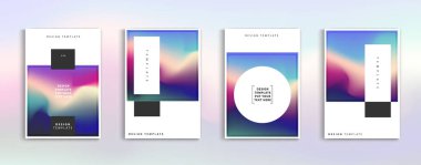 Minimum modern kapak tasarımı. Dinamik renkli gradyanlar. Gelecekteki geometrik desenler. Mavi, pembe, sarı, yeşil, turuncu, mor afiş şablonu.