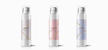 Paketleme şablonu saç spreyi vektör tasarımı çizimi.