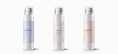 Paketleme şablonu saç spreyi vektör tasarımı çizimi.