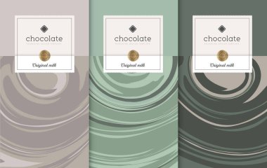 Çikolata paketleme seti. Paketleme için etiketli lüks ürün markalaştırma şablonu. Vektör tasarımı.