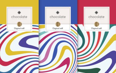 Çikolata paketleme seti. Paketleme için etiketli lüks ürün markalaştırma şablonu. Vektör tasarımı.