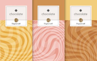Çikolata paketleme seti. Paketleme için etiketli lüks ürün markalaştırma şablonu. Vektör tasarımı.