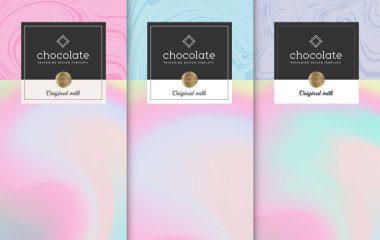 Çikolata paketleme seti. Paketleme için etiketli lüks ürün markalaştırma şablonu. Vektör tasarımı.