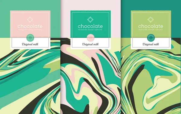 Çikolata Paketleme Seti Paketleme Için Etiketli Lüks Ürün Markalaştırma Şablonu — Stok Vektör