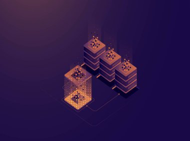 Etkili şablon teknolojisi verileri, madencilik sunucu tarım odası ve telefon, bilgisayar, veri, veri işleme vektör çizimi gibi akıllı dijital aygıtlar.