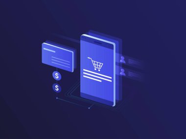 Etkili şablon teknolojisi verileri, madencilik sunucu tarım odası ve telefon, bilgisayar, veri, veri işleme vektör çizimi gibi akıllı dijital aygıtlar.