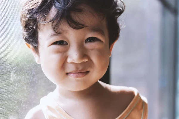 Photo Adorable Young Happy Child Toddler Boy Dressed Smiling Close — ストック写真