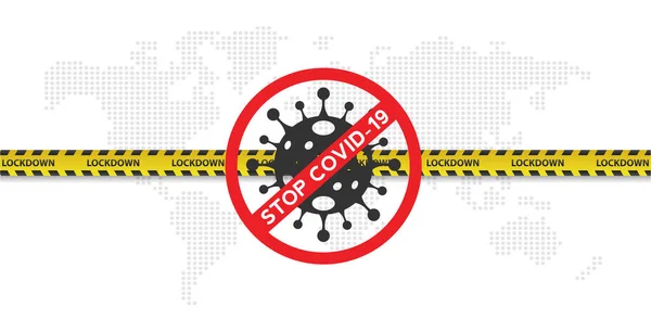 Bleiben Sie Hause Quarantäne Lockdown Etikett Und Warnung Stoppen Coronavirus — Stockvektor