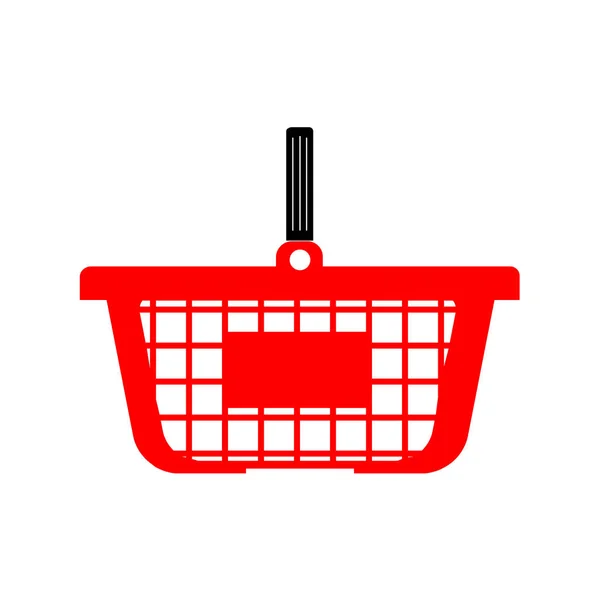 Cesto ou carrinho de compras - cor vermelha . — Vetor de Stock