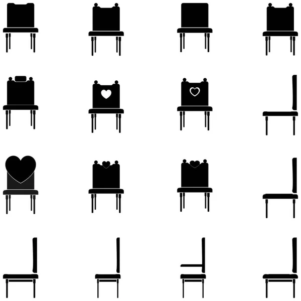 Svarta stolar och fåtöljer-uppsättning ikoner. — Stock vektor