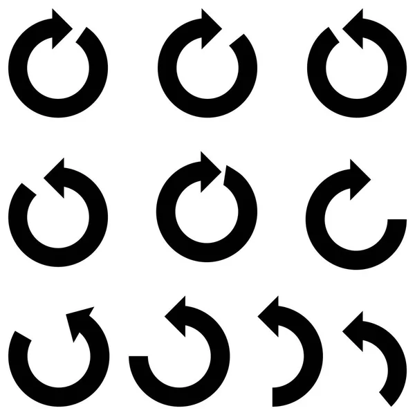 Flèches noires avec des cercles de partie grande taille . — Image vectorielle