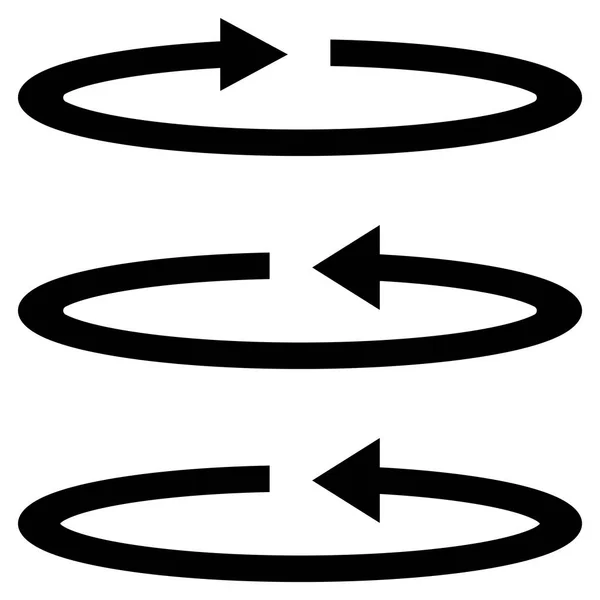 Trois flèches noires avec des cercles partiels en planéité sens unique . — Image vectorielle