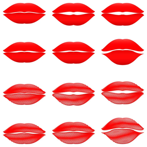 Labios rojos en estilo degradado y arte . — Vector de stock