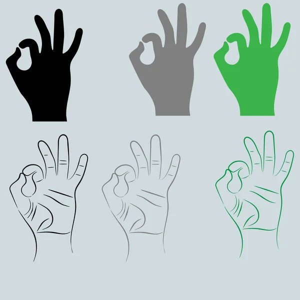 La main noire et autre couleur avec signe Ok . — Image vectorielle