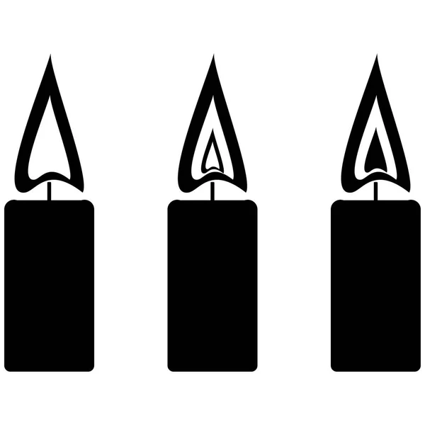 Черные простые свечи с огнем . — стоковый вектор