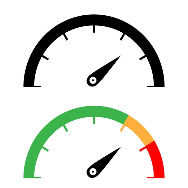 Het pictogram snelheidsmeter van zwart en kleur. — Stockvector