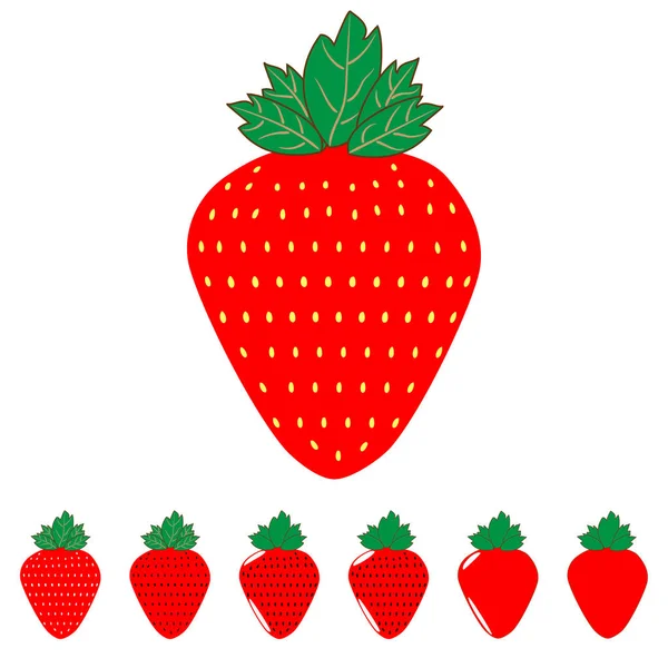 Die roten Erdbeeren und Erdbeeren. — Stockvektor