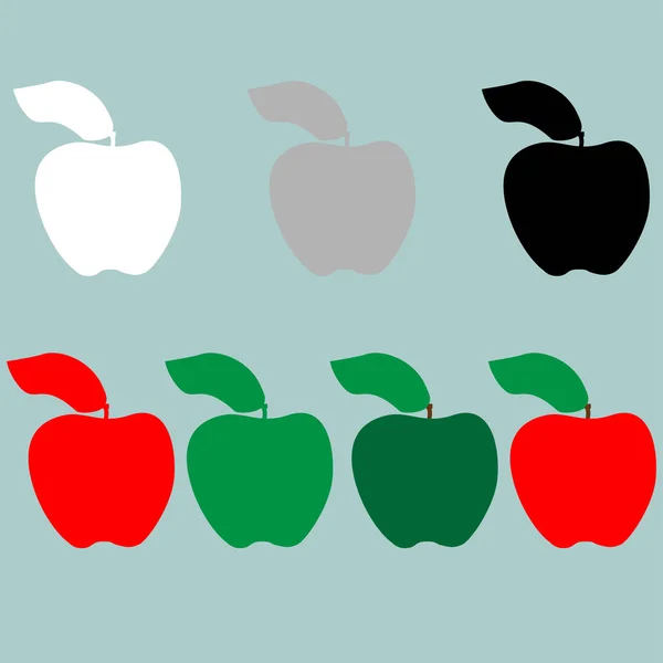 Verde vermelho preto cinza branco ícone da maçã . —  Vetores de Stock