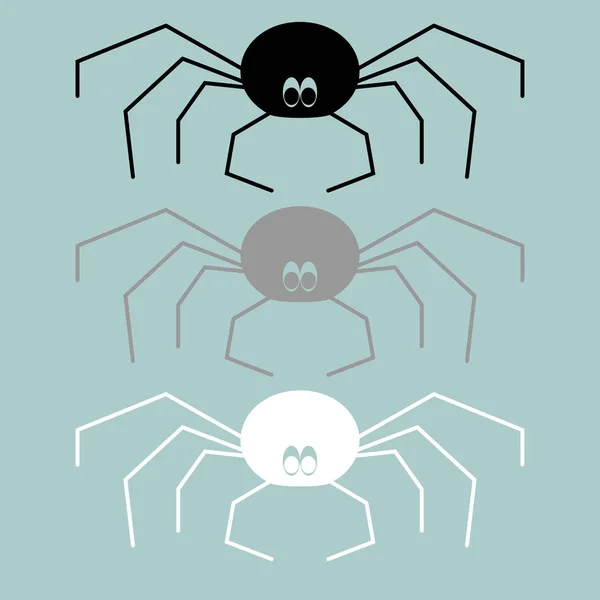 Fekete, szürke, fehér pók ikon. — Stock Vector