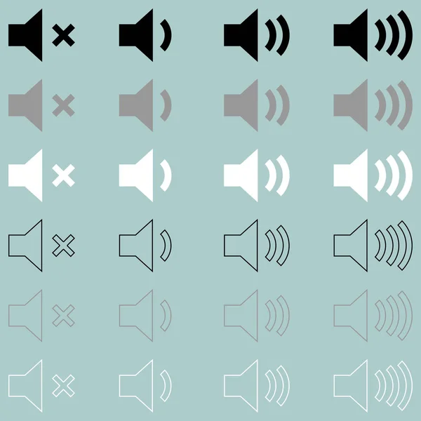 Haut-parleur haut-parleur blanc gris noir icône . — Image vectorielle