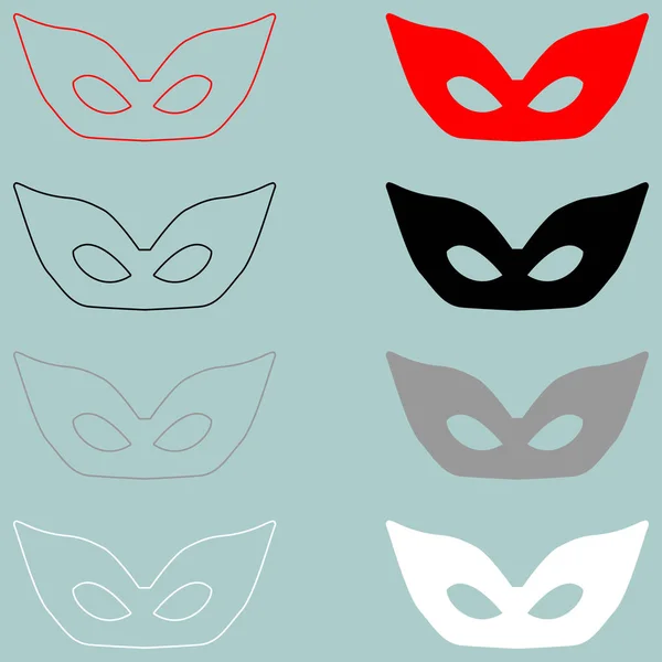 Maska či maska červená černá bílá ikona. — Stockový vektor