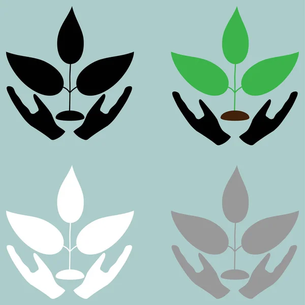 Planta en icono de cabeza cuidadosa . — Vector de stock