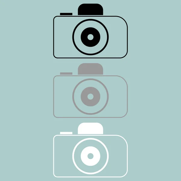 Camera zwart grijs wit pictogram. — Stockvector