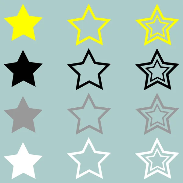 Stjärnor gul svart grå vit ikon. — Stock vektor