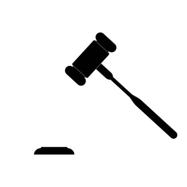 Yargı siyah renkli simge çekiç.
