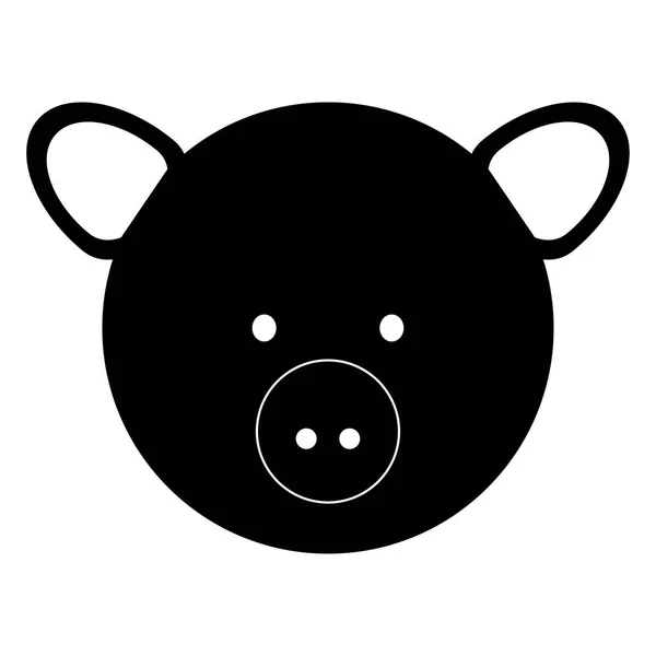 Pig face the black color icon . — Stock Vector