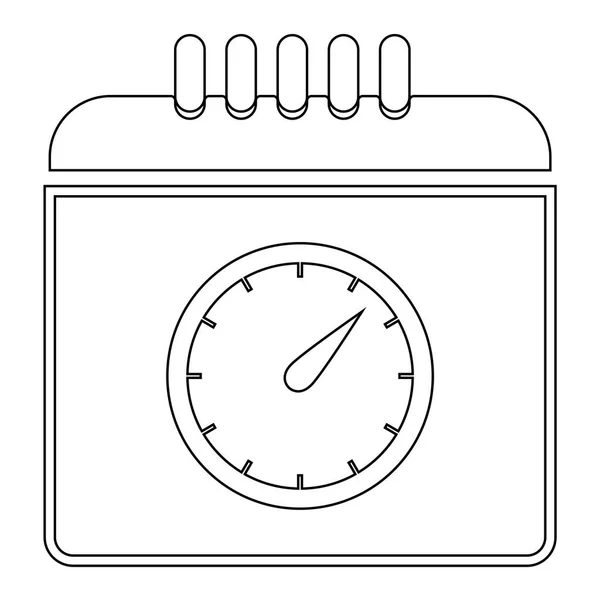 Calendario con un reloj el icono de color negro  . — Vector de stock