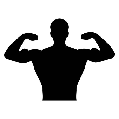 Siyah renk simgesi olan vücut geliştirmeci .