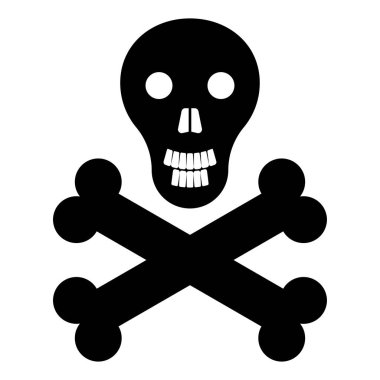 Kafatası ve kemikler simge renk siyah .