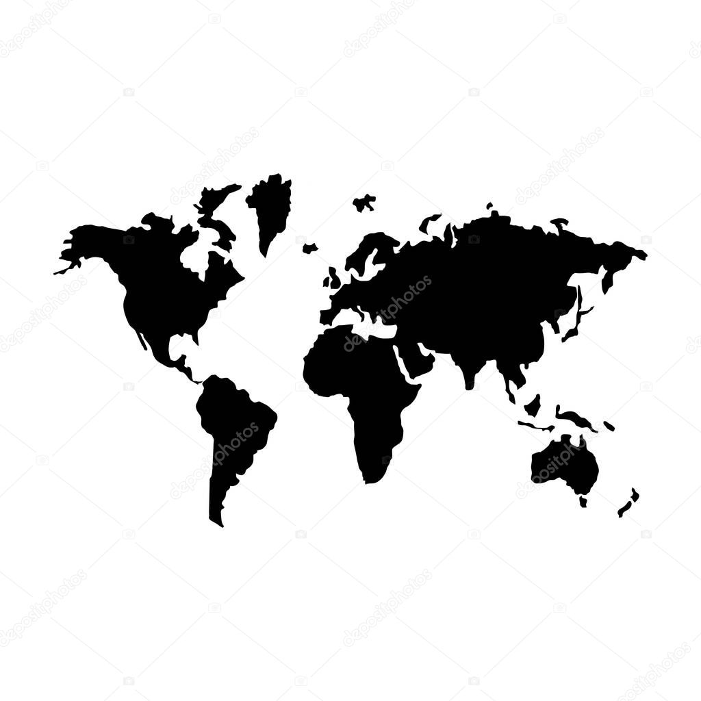 World map  the black color icon .