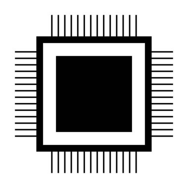 İşlemci siyah renk simgesi .