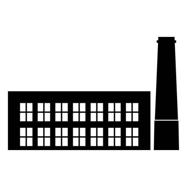 Endüstriyel blding fabrika siyah renk simgesi .