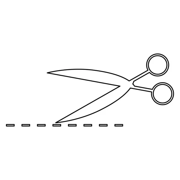 Schaar met knippen lijn de zwarte kleur-pictogram . — Stockvector