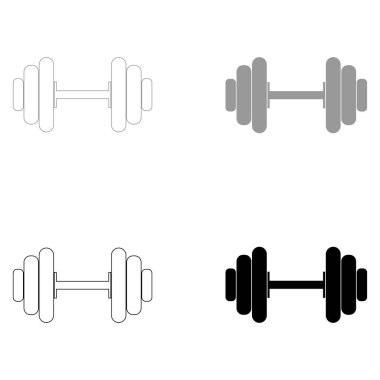 Dumbbell siyah ve gri renk Icon set .