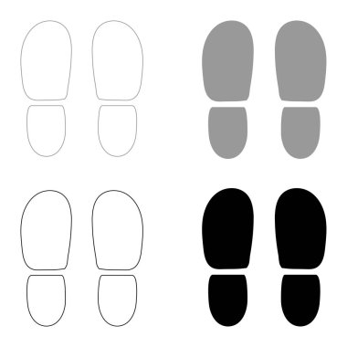 Topuklar izler ayakkabı siyah ve gri renk Icon set .
