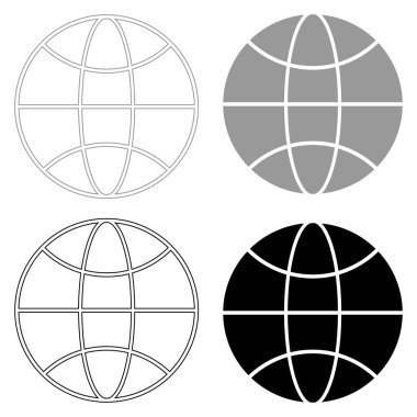 Dünya siyah ve gri renk kümesi simgesi .