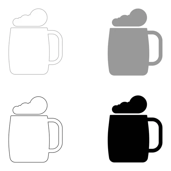 Vaso de cerveza el icono del conjunto de colores negro y gris  . — Archivo Imágenes Vectoriales