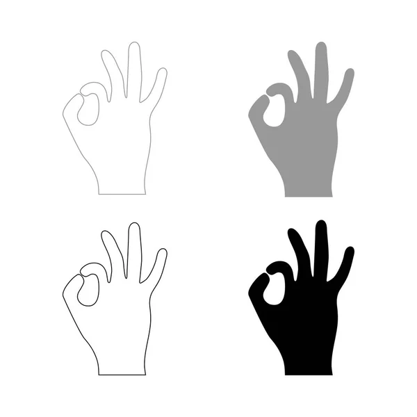 Das Zeichen zeigt der Hand perfekt das schwarz-graue Farbset-Symbol . — Stockvektor